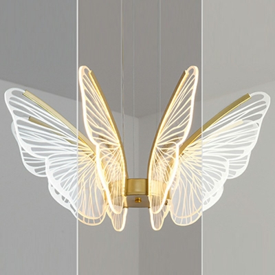 Butterflies Chandelier Lights Modern Metal Chandelier Lighting in Gold