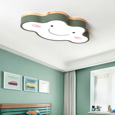 Contemporary Cloudy Flush Light Metal 1-Light Macaron Flush Mount Lamp