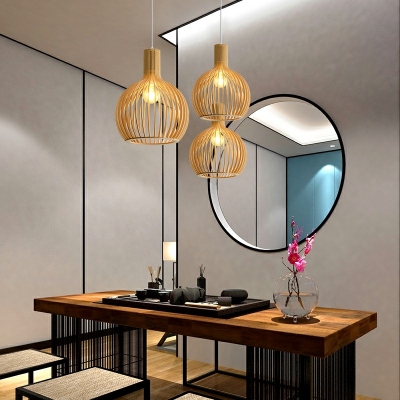 Contemporary Wood Pendant Light 1 Light Ceiling Pendant Light for Living Room