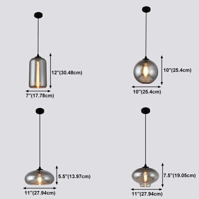 Elliptical Pendant Lighting Fixtures Modern Style Glass 1-Light Pendant Lamp in Black
