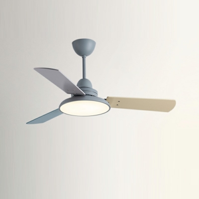 Macaron Ceiling Fan Light 1-Light Metal LED Third Gear Fan Light for Children’s Room