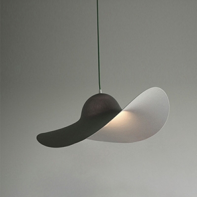 Metal Hat Pendant Light Fixtures Modern Style 1 Light Hanging Ceiling Light in White