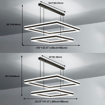 Minimalist Multiple Squares Suspended Lighting Fixture Metal Pendant Lighting Fixtures