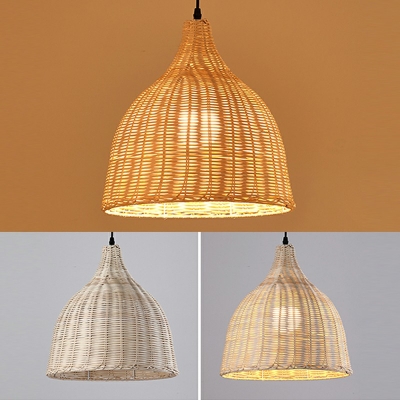 Modern Multi-Shapes Pendant Lights Bamboo 1-Light Pendant Light Fixtures in Natural