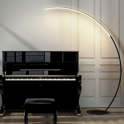 1-Light Curved Floor Lamps Modern Metal Standard Lamps for Living Room