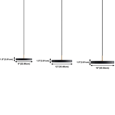 1 Light Disk Pendant Ceiling Lights Modern Style Metal Pendant Light Fixture in Black