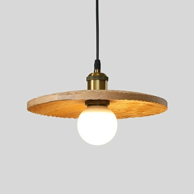 1-Light Pendant Lights Contemporary Style Geometric Shape Wood Hanging Lamps