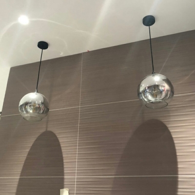 1-Light Pendant Lights Contemporary Style Globe Shape Metal Hanging Lamps