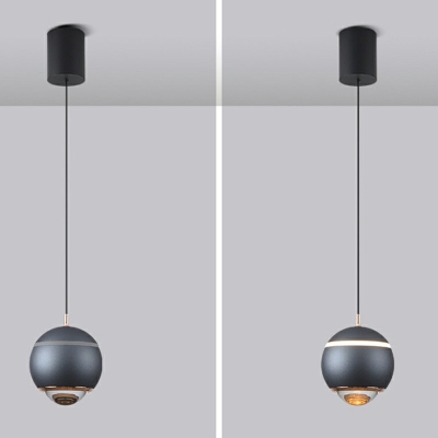 1-Light Sphere Pendant Lights Contemporary Warm Light Metal Pendant Ceiling Lights