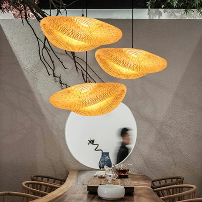 Adjustable Pendant Lights Bamboo 1-Light Pendant Light Fixtures in Natural