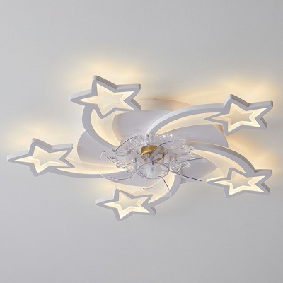 Flower Flushmount Lighting Kids Style Metal 5-Lights Flush Mount Ceiling Light in White