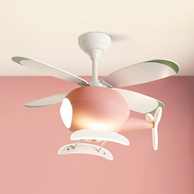 Girl Boy Bedroom LED Light Fixture Creative Plane Shape Ceiling Fan