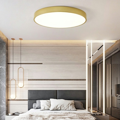 Gold Metal Flush Mount Ceiling Light Fixture Modern Close to Ceiling Lamp for Bedroom