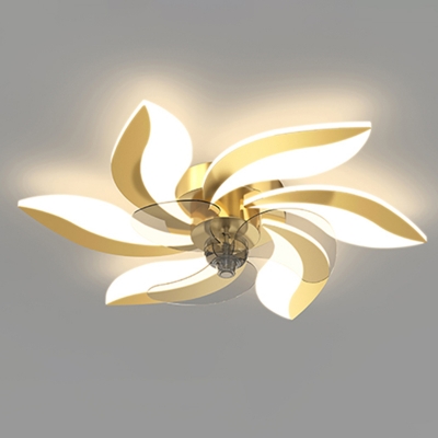 LED Fan Semi Flush Mount Lighting Modern Creative Ceiling Flush Mount Lights for Bedroom