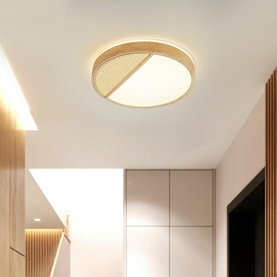 Modern Flush Mount Led Lights Wood Basic Close to Ceiling Lighting Fixture for Bedroom