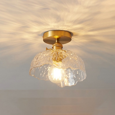 Modern Style Semi Flush Mount Light Glass 1 Light Ceiling Light for Bedroom