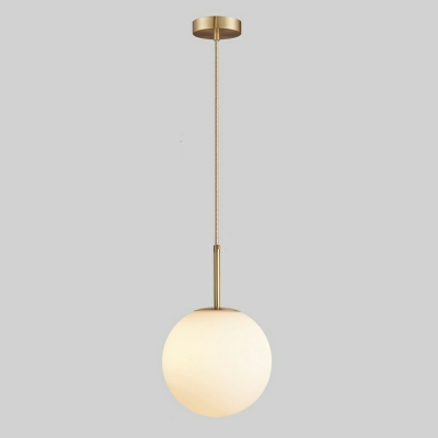 Nordic Style White Glass Hanging Light 1 Bulb Pendant Light for Living Room