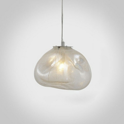 Ruffle Glass Cloud Pendant Light Fixtures Modern Style 1 Light Hanging Lights in Amber