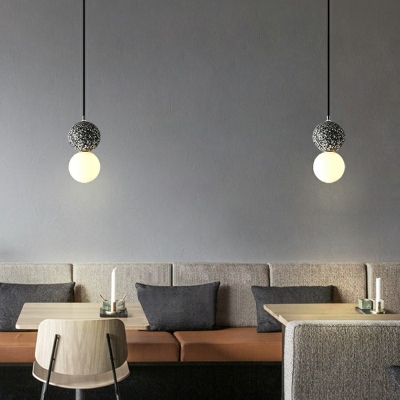 1-Light Pendant Lighting Minimalistic Style Globe Shape Stone  Hanging Ceiling Lights