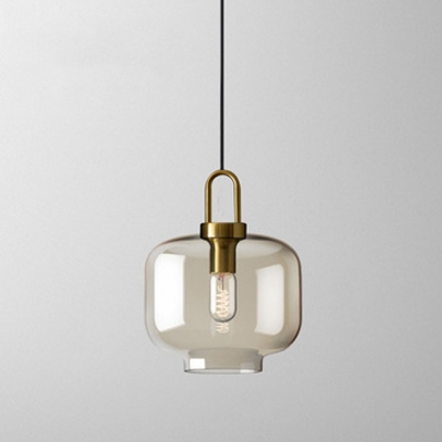 1 Light Pendulum Pendant Lighting Modern Style Glass Hanging Ceiling Lights in Clear