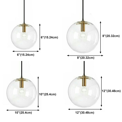 1 Light Round Pendant Lighting Fixtures Modern Style Glass Pendant Lamp in Clear