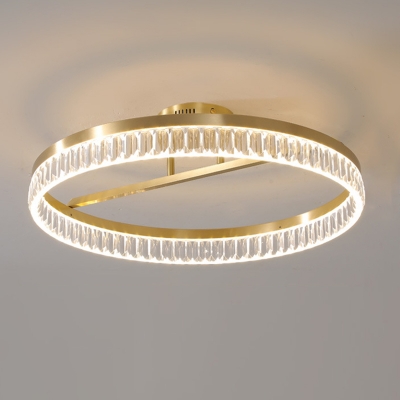 1-Light Semi Mount Lighting Traditional Style Ring Shape Metal Ceiling Light