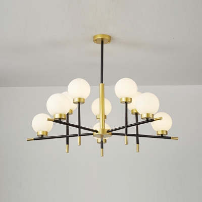 8-Light Hanging Lamp Ultra-Modern Style Globe Shape Glass Pendant Chandelier