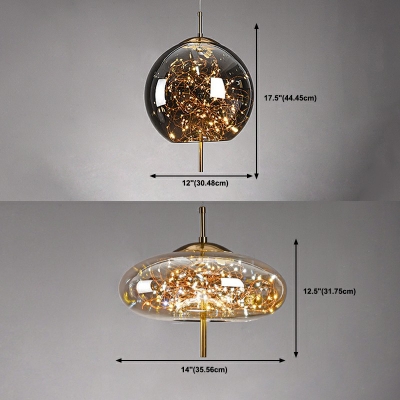Amber Cylindrical Hanging Pendant Lights Modern Style Glass 1 Light Pendant Light Fixtures