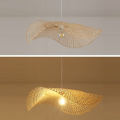 Asian Pendant Lighting Bamboo 1-Light Pendant Light Fixtures in Natural