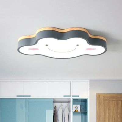 Contemporary Cloudy Flush Light Metal 1-Light Macaron Flush Mount Lamp