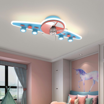 Contemporary LED Light Kit Metal 1-Light Ceiling Fan for Children Kids Bedroom