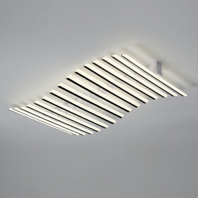 Contemporary Linear Flush Light Metal Flush Mount Lamp in Black