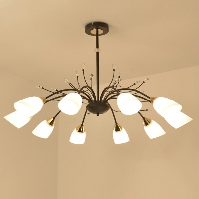 Contemporary White Glass Chandelier Multi Lights Pendant Light for Living Room