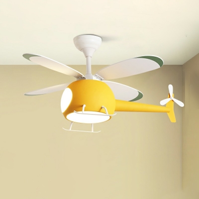 Girl Boy Bedroom LED Light Fixture Creative Plane Shape Ceiling Fan