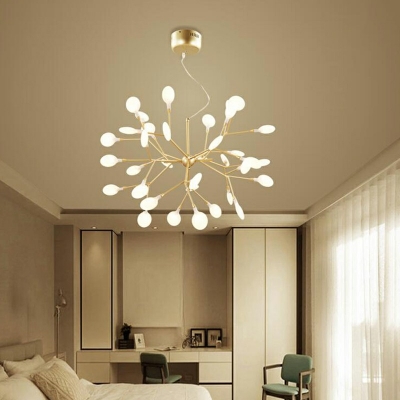 Gold Metal Suspended Lighting Fixture Modern Living Room Chandelier Lighting