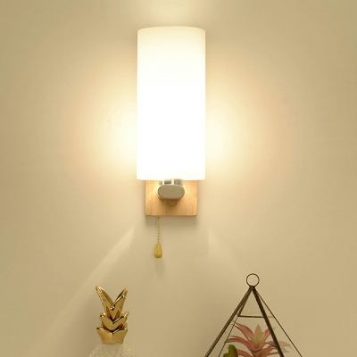 Modern Geometric Wall Sconces Wood 1-Light Wall Sconce Lighting Indoor in White