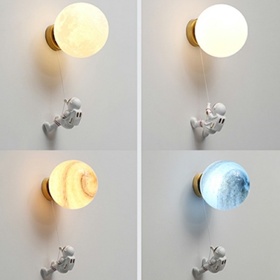 Modern Space Wall Sconces Glass 1-Light Wall Sconce Lighting for Kid’s Room