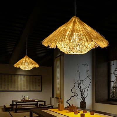 Multi-Shaped Pendant Lighting Contemporary Bamboo 1-Light Pendant