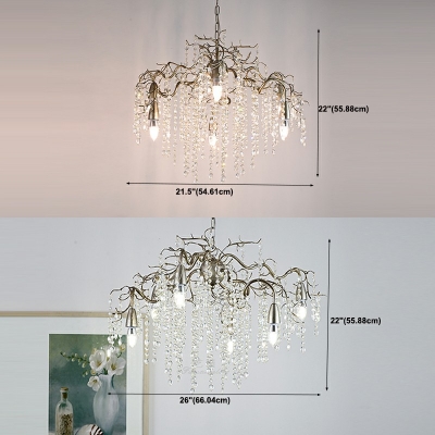 Tassel Modern Chandelier Light Fixture Elegant Crysatl Hanging Pendant Light for Living Room