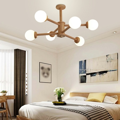 Wood Glass Pendant Light Modern Minimalism Hanging Lamps for Living Room