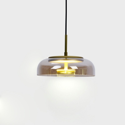 1-Light Pendant Light Kit Contemporary Style Dome Shape Metal Hanging Ceiling Lights