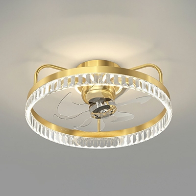 1 Light Round Flush Mount Lighting Modern Style Metal Flush Ceiling Lights in Gold