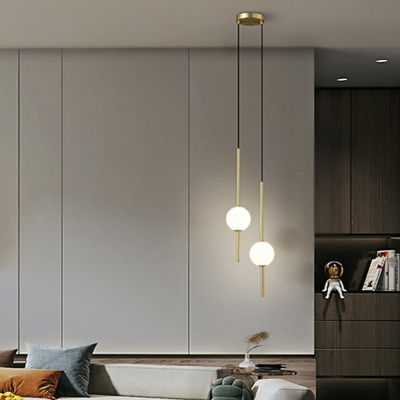 2-Light Pendant Lights Contemporary Style Linear Shape Metal Hanging Lamps
