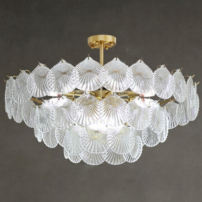 4-Light Chandelier Light Contemporary Style Shell Shape Metal Pendant Lighting