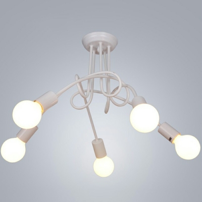 5-Light Hanging Light Fixture Contemporary Style Line Shape Metal Pendant Lighting