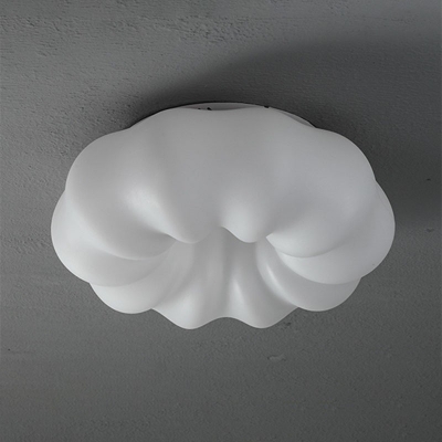 Cloud Flushmount Lighting Modern Style Metal 1-Light Flush Mount Lighting Fixtures in White