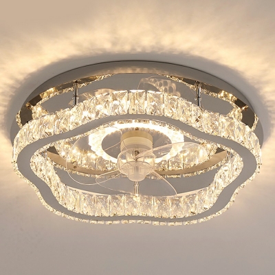 Contemporary Ring Flush Mount Ceiling Light K9 Crystal Led Ceiling Fan Lights
