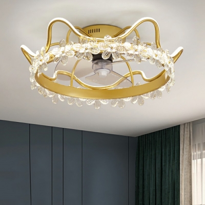 Crown-Like Ceiling Fan Light Modern Metal 1-Light LED Ceiling Fan for Kid’s Room
