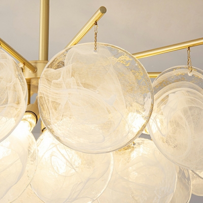 Glass Metal Chandelier Light Fixture Minimal Abstract Shape Hanging Light