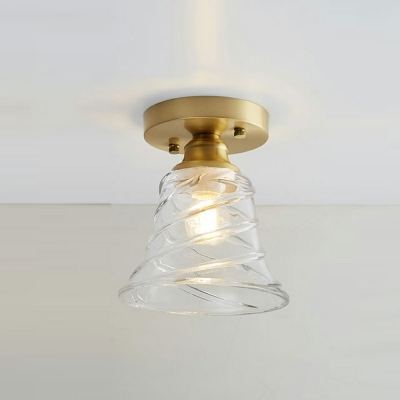 Golden Flush Mount Ceiling Light with Glass Shade Flush Mount Light